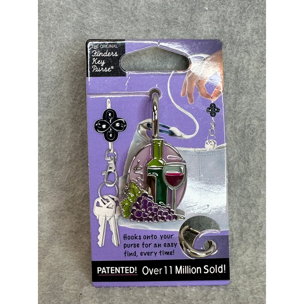 Finders Key Purse Key Hook Womens Purple New Wine Bottle Grapes Enamel Accessory